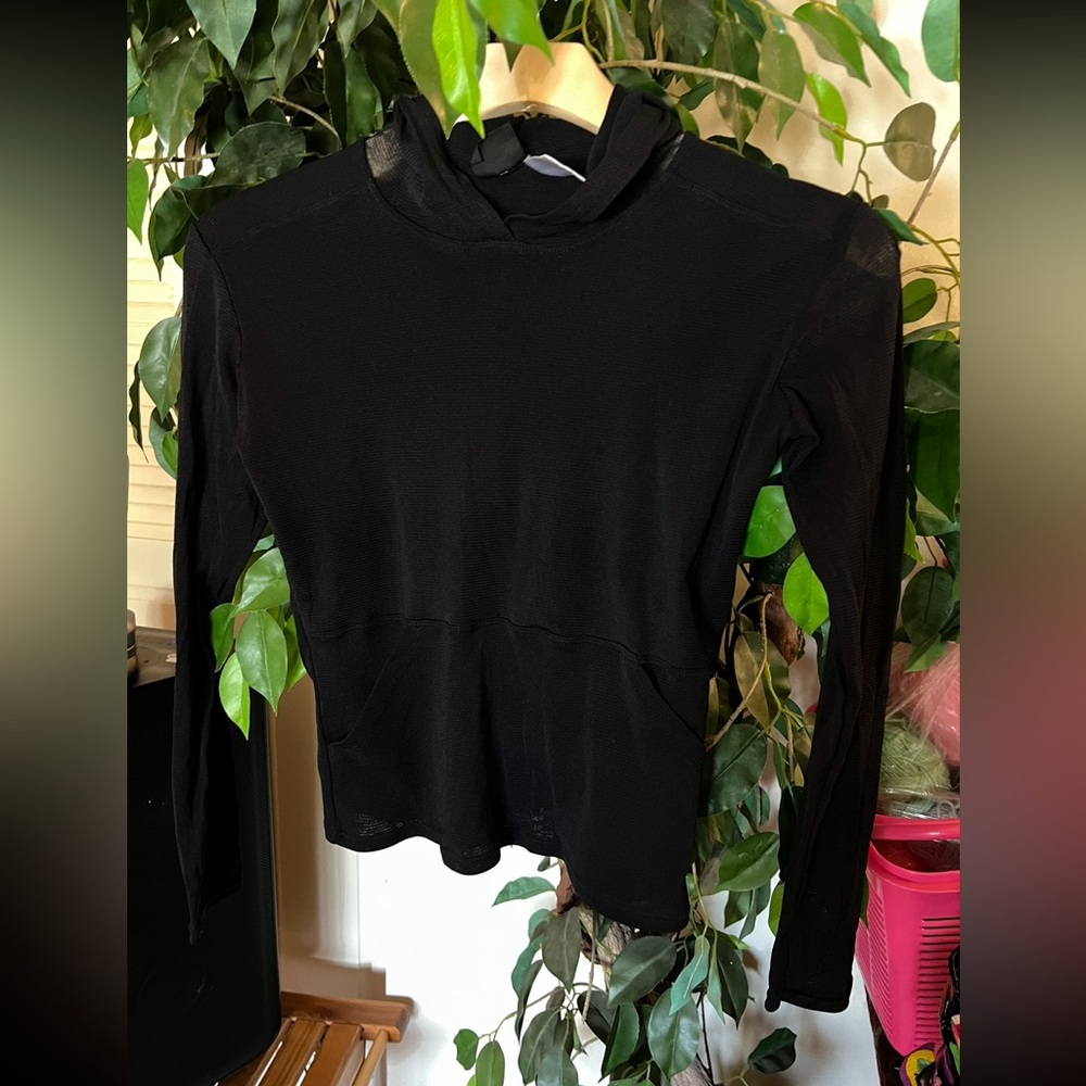 Xhilaration Black Fitted Long Sleeve Mandarin Collar Blouse